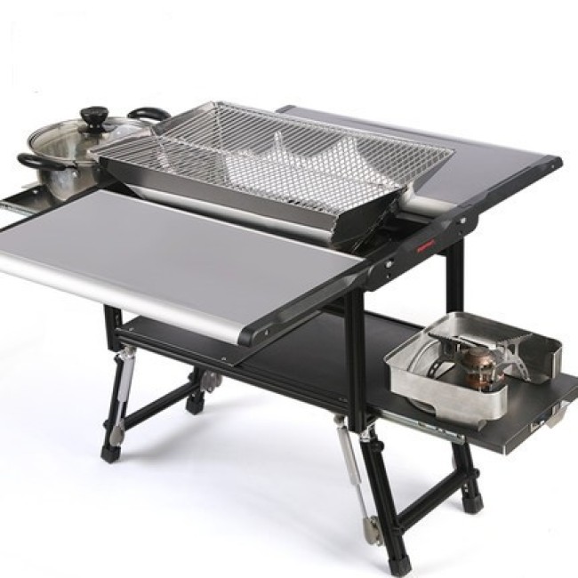 Outdoor camping picnic folding aluminum portable BBQ barbecue grill table