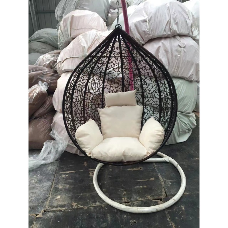 Outdoor Rattan Wicker Furniture Patio Egg Chair With Steel Stand Egg Chair