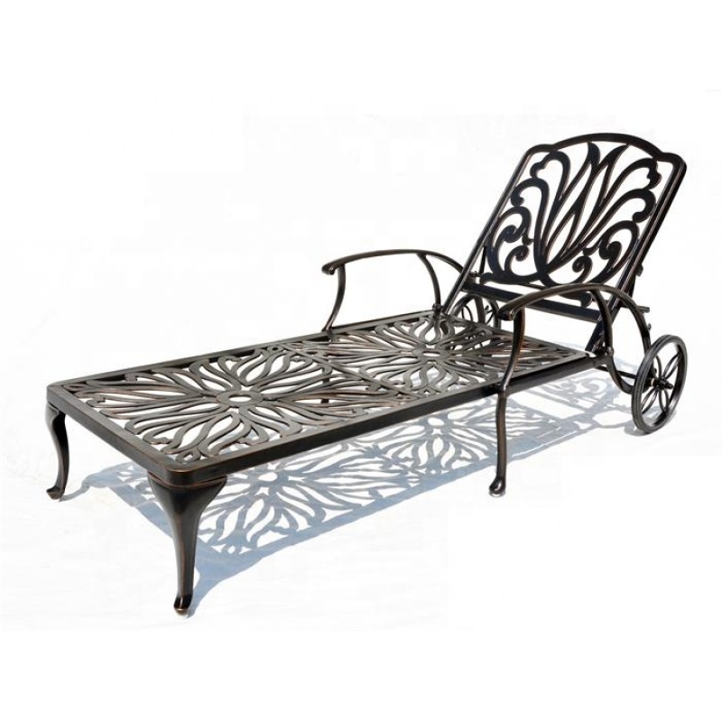 Cast aluminum chaise sun lounge chair