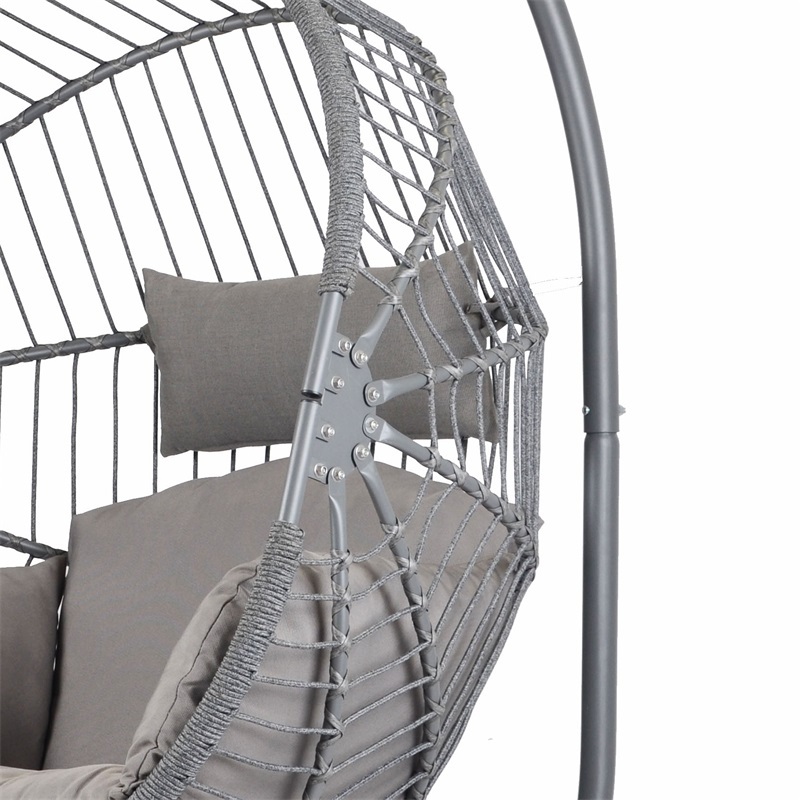 Yoho High Quality Hot sale Full KD Rattan swing chair Outdoor Garden Patio Bedroom hanging egg chair with cushion with stand