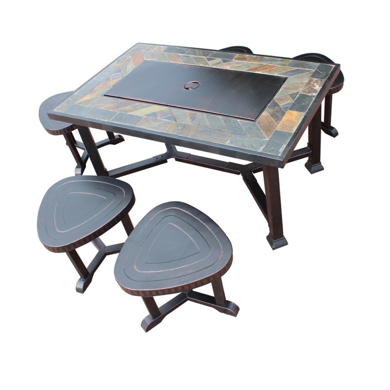 Outdoor garden patio  outdoor fire pit gas Burning bbq brazier charcoal fire pit table and chairs