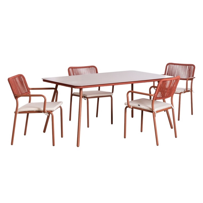 YOHO Wholesale Outdoor/Indoor Dining table set Modern Restaurant Furniture Rope Cafe Dining Room chairs and Tables