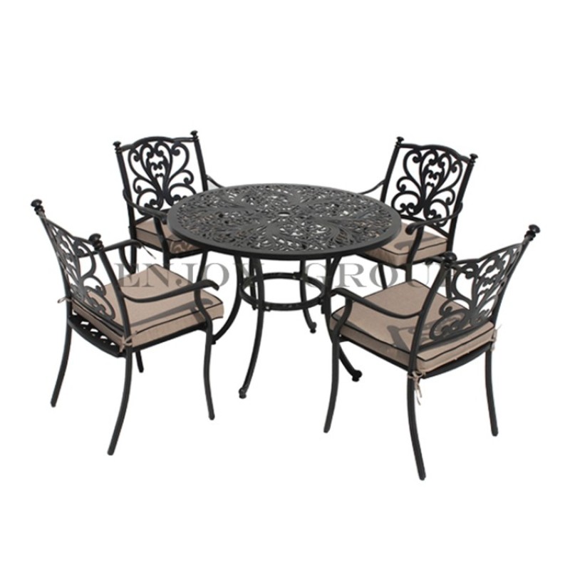 Outdoor cast aluminum banquet chair leisure luxury furniture garden dining table set