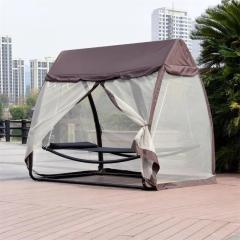2022 New design Outdoor patio garden  steel swing bed with transparent net