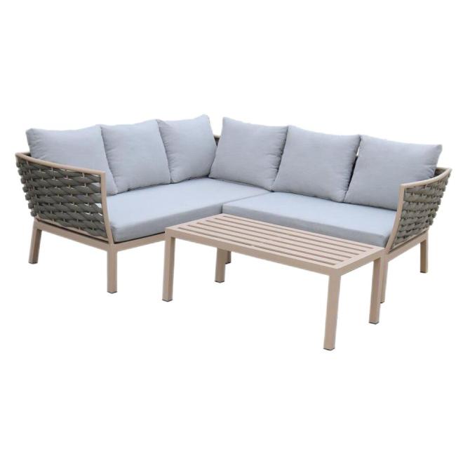 Yoho In Stock Luxury Sectional Garden Aluminum frame 3pcs L-shaped Rope corner sofa set