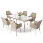 7Pieces Rattan Wicker Dinning Chairs And Table With Glass Outdoor Furniture