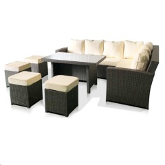 YOHO L Shape Rattan Dining Set Patio Outdoor Rattan Furniture Garden Rattan sofa set