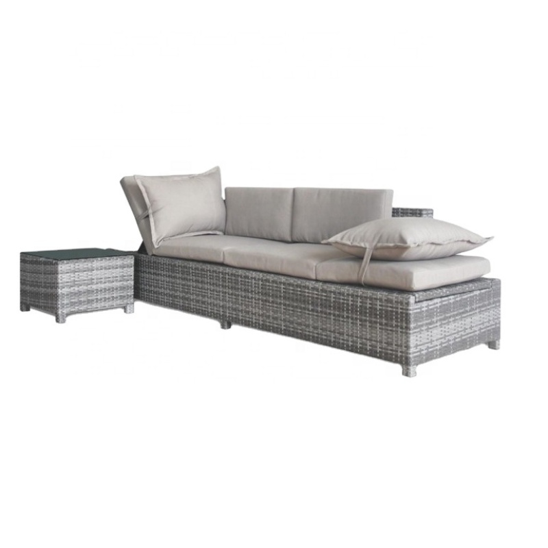 Outdoor All weather faux rattan sofa set Luxury Modern wricker rattan chair Patio benches with table