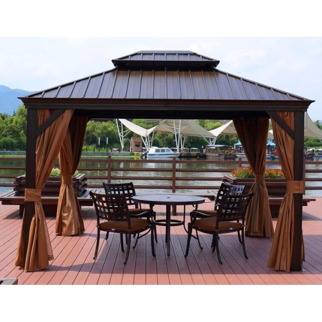 Outdoor furniture Aluminum frame party gazebo with mesh and curtain