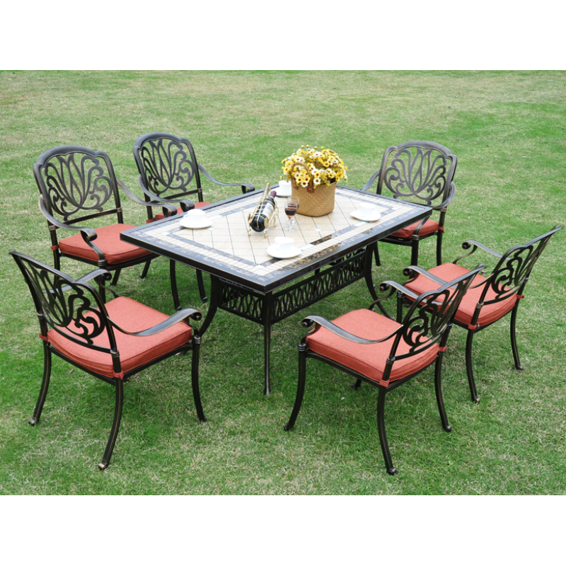 Outdoor furniture garden patio antique Shiny Copper black cast aluminum dining tables and chairs set