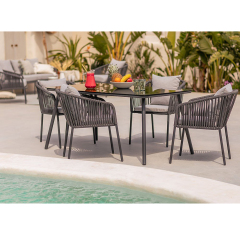 Modern Leisure Waterproof Outdoor Rope Sofa Set Patio Furniture Woven Rope Table And Chairs