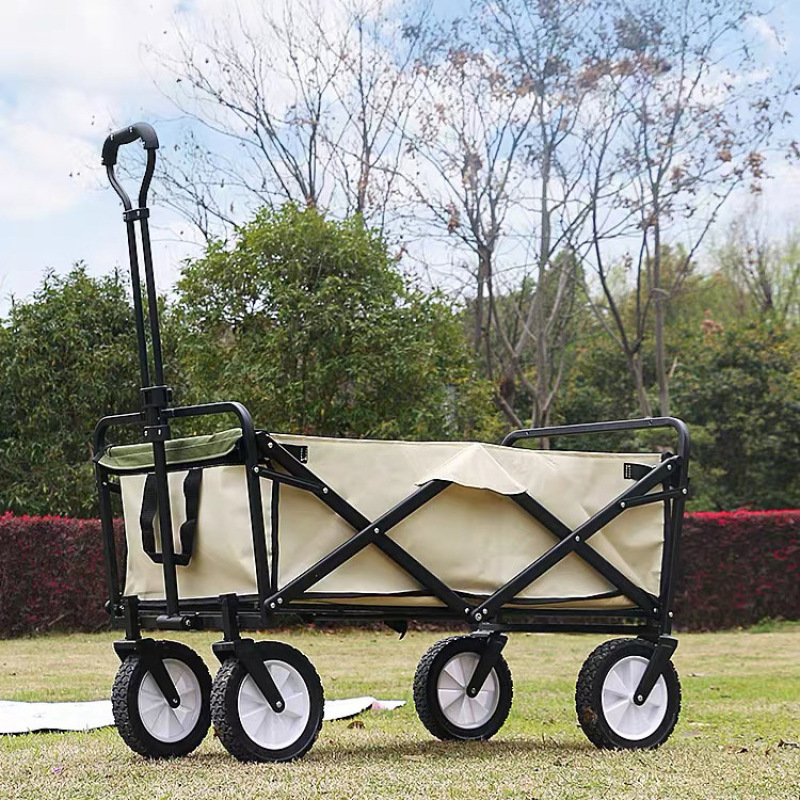 4-wheel Outdoor Portable Foldable Wagon Grass Trolley Beach Park Picnic Camping Cart