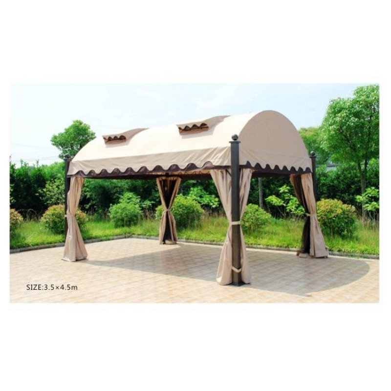 Outdoor 3*3 square garden rattan wrought iron folding gazebo
