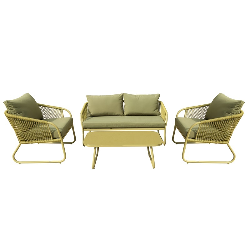 Yoho 2022 New arrival green Iron Outdoor Sofa Set  sofa set furniture of 4 PCS garden set