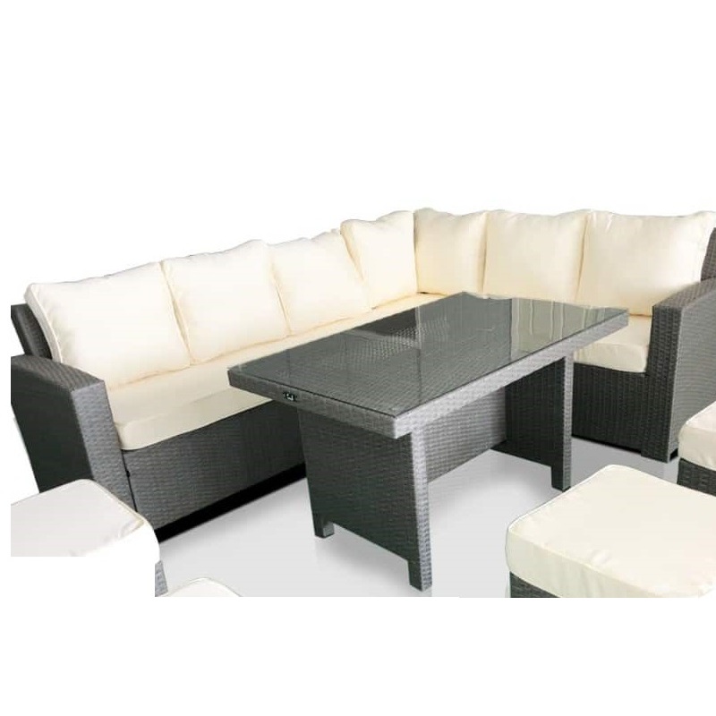 YOHO L Shape Rattan Dining Set Patio Outdoor Rattan Furniture Garden Rattan sofa set