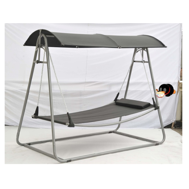 Comfy outdoor patio garden reclining two seat metal hanging swing bed chairs
