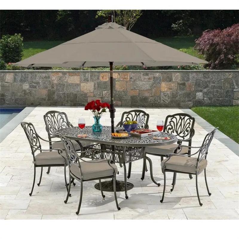 Outdoor Indoor Cast Aluminum Luxury Dining Table Streaching garden extend dining  table