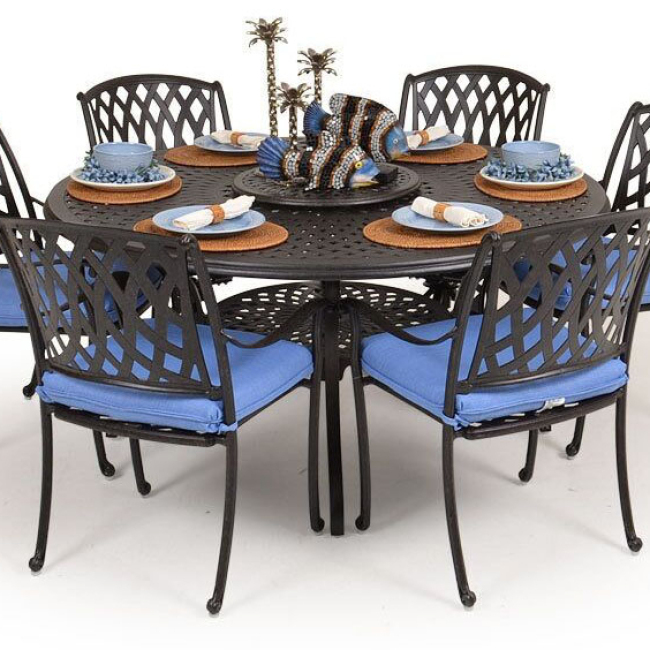 Yoho Outdoor Garden Furniture Dining Set, Customized/OEM Cast Aluminum Morden Garden Dining Table Set