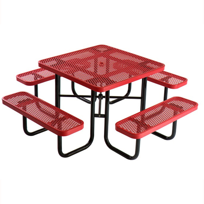 Useful  Outdoor One-piece Table And Chair Design For Picnic steel Tables And Chairs