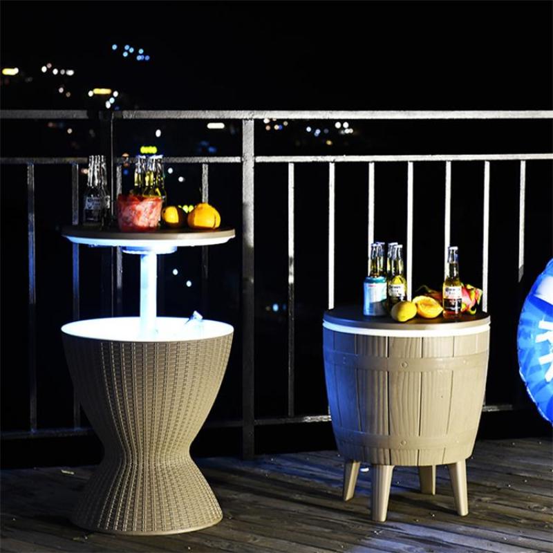 Waterproof  Plastic Ice Cooler Table Beach Outdoor Garden Patio Rattan Pattern Camping Ice Table Storage Plastic Beer Cooler