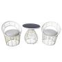 Outdoor PE Round and Flat Rattan Bistro Set Garden 3pc Wicker Patio Tea Table Chair Set