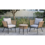 YOHO 3pcs Modern Luxury rattan bistro chair set metal frame table and chairs patio furniture sets with table