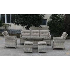 YOHO Outdoor garden furniture steel frame rattan Patio sofa set wicker All Weather lounge Sectional sofa with cushion