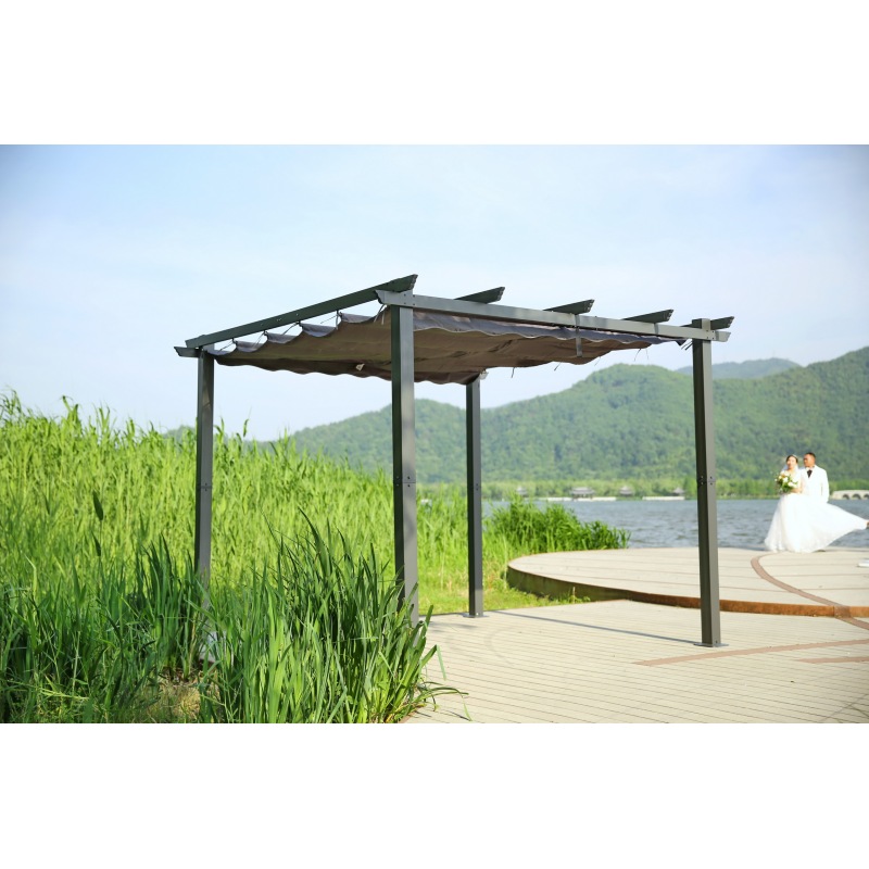 YOHO All Weather Outdoor Garden Gazebo Pergola Waterproof Opening Roof sunshade outdoor gazebo