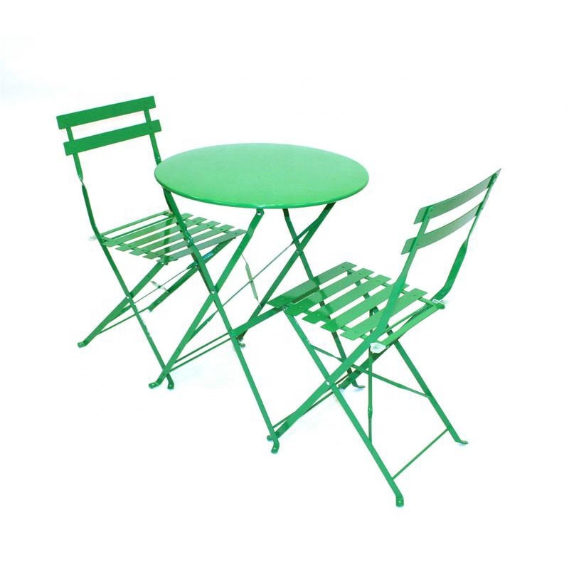 3pcs Garden Patio Balcony Outdoor Metal folding bistro set steel table and chair set with wood slat