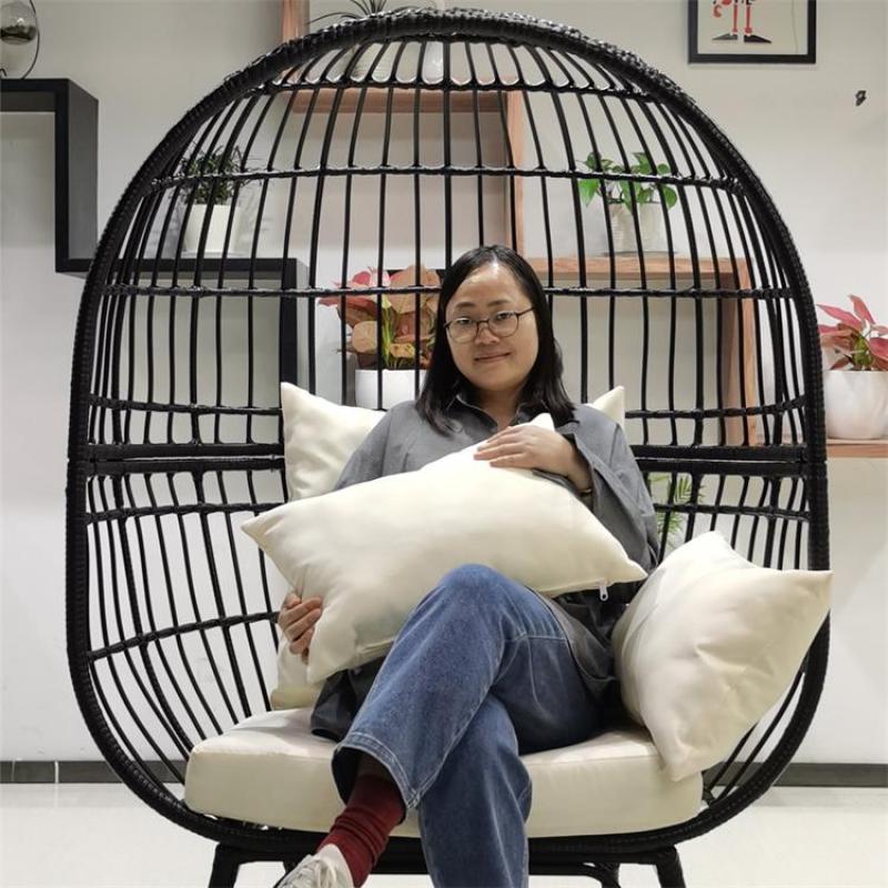 Wick rattan double egg chair stable soft swing adult hanging egg chair for leisure