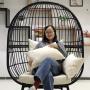 Wick rattan double egg chair stable soft swing adult hanging egg chair for leisure
