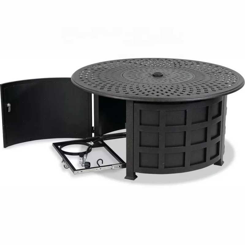 Yoho High End Outdoor Gas Fire Pit Table Patio Industrial Style Cast Aluminum Fire Pit Fireplace Smokeless Heater Fire Pit Table