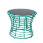 Patio Tea Table Chair Set Garden 3pc PE Wicker Round and Flat Rattan Bistro Set