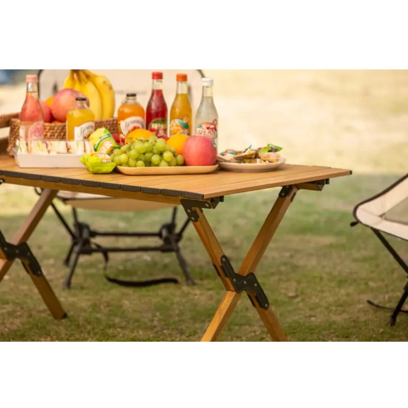 Outdoor  Garden Aluminum Folding Table Wood Folding Camping Table