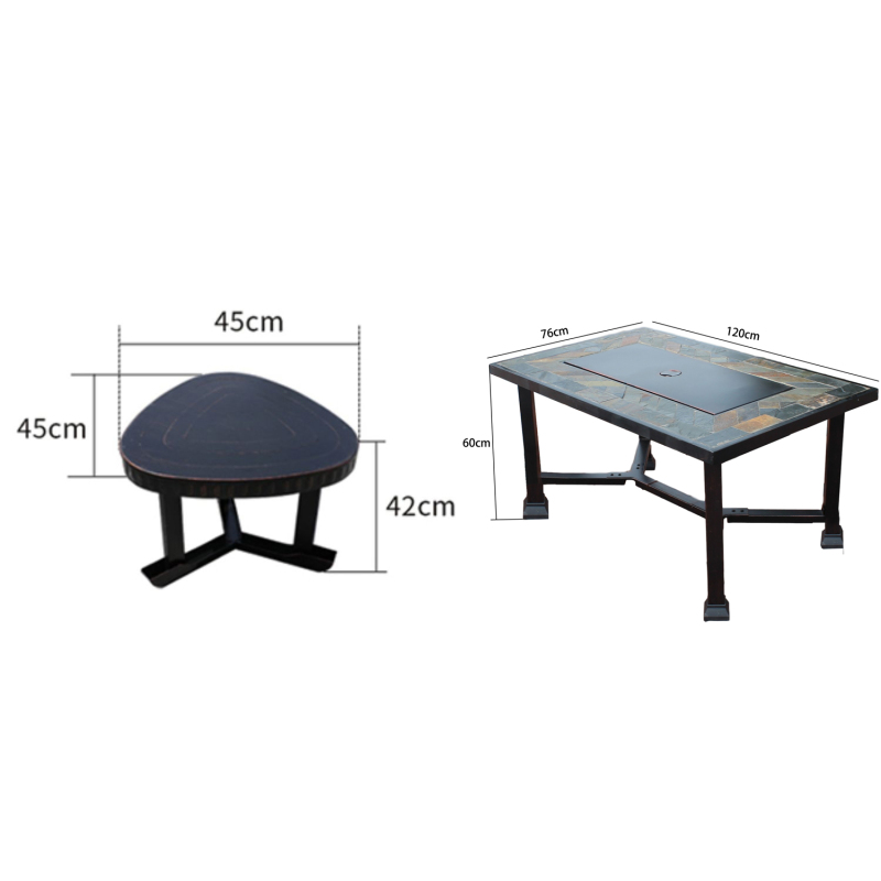 Patio Garden Furniture Dining Set Fire Pit Table and Chairs Gas Burning BBQ Outdoor furniture
