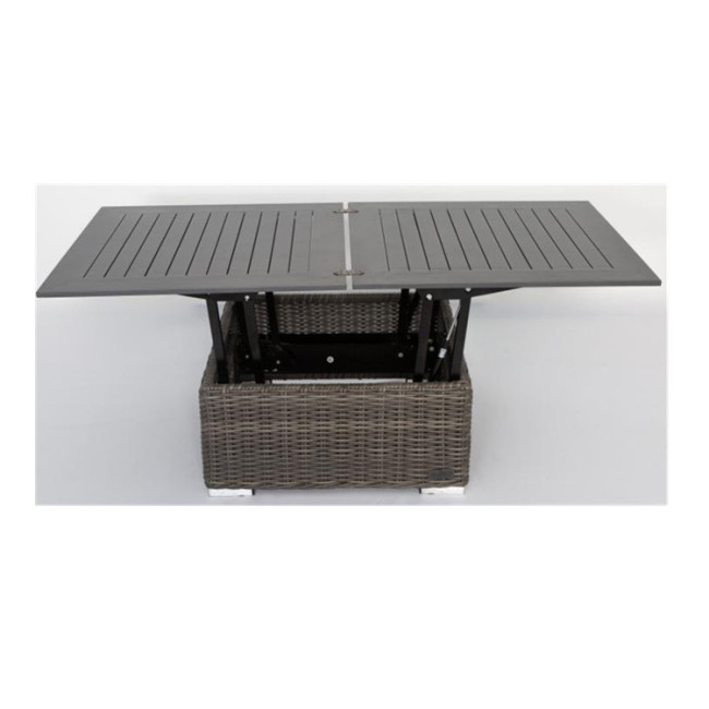 Height adjustable table patio garden outdoor aluminum rattan coffee table sofa set tea table