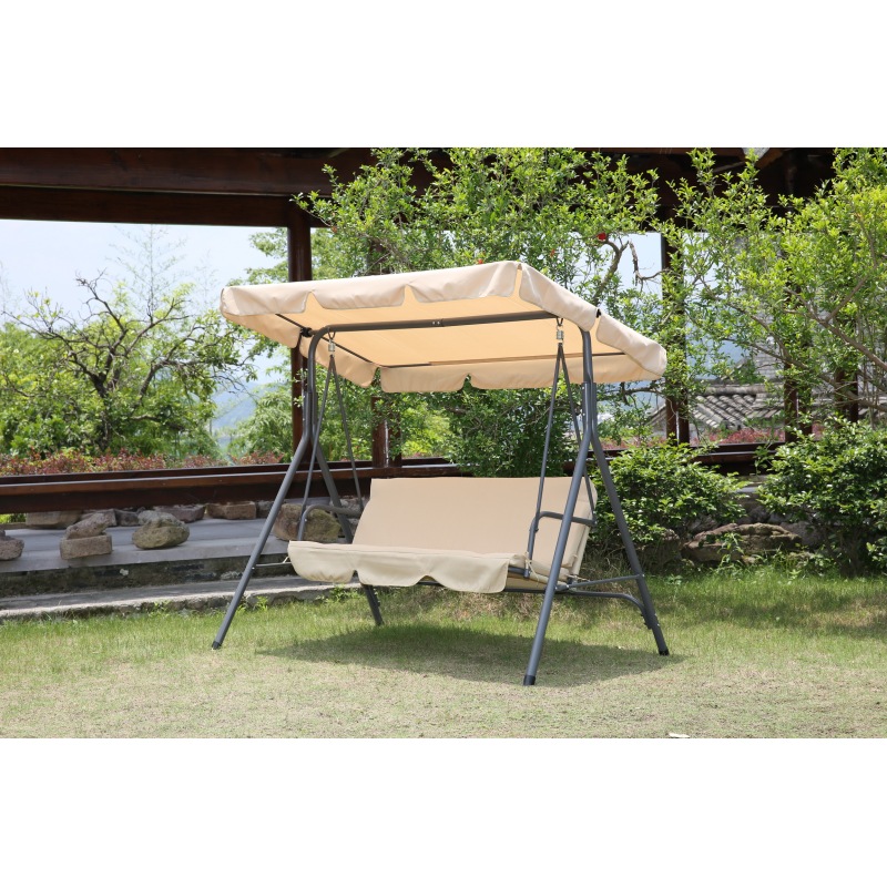 YOHO High  quality 3 Seats outdoor Hanging chair garden metal frame Patio swing chair with cushions canopy top replacement