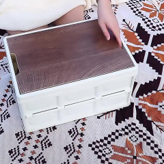 Refined and Multifunctional  Outdoor Garden Patio Camping Foldable Top of Wood Storage Box