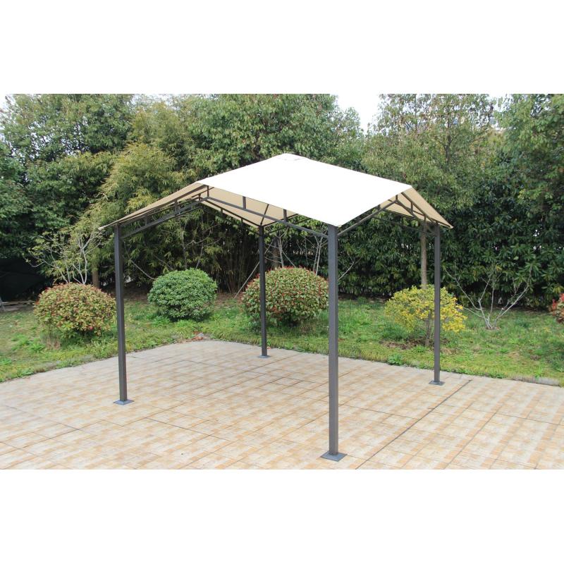 Metal Outdoor Patio Steel Frame Pergola Gazebo with Retractable Canopy Shades