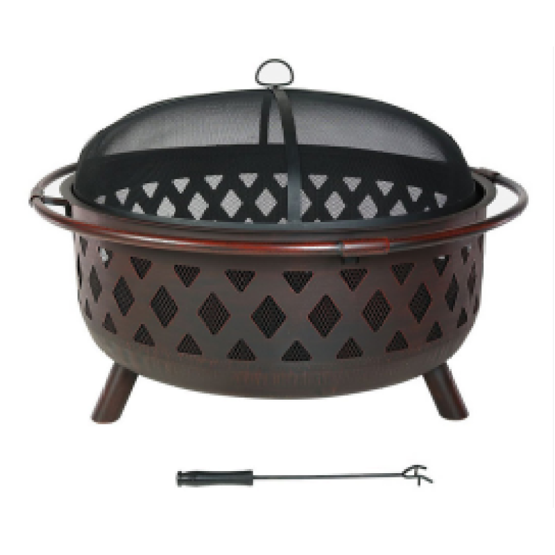 Outdoor Grill Smoker Round Bowl BBQ Fire Pit Burning Customized Garden Backyard Fire Bowl with poker rain cover place lids