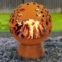 30 Inch Wood Fire Pit Sphere Fire Ball Black Flaming Ball Fire Pit with Protective Cover