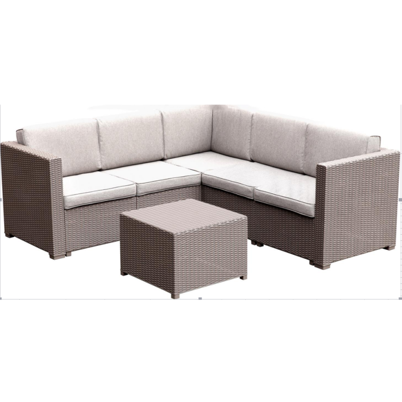 Patio Modern quick dry fabric L shaped sofa set 5 seater garden outdoor corner aluminum sofa set with height adjust table