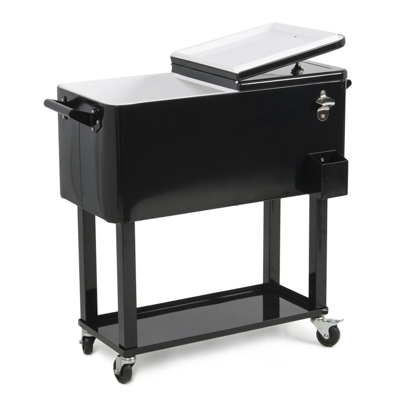 YOHO Hot Sale Luxury Metal Patio Camping cooler cart Beverage Tubs Cooler Lid beer/wine/drink Ice Bucket with wheels