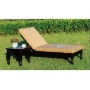 Outdoor KD rattan sun lounger with wheel vocation beach sun bed chaise lounge chair