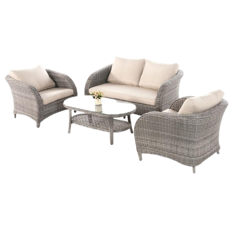 Yoho hot sale patio sofa set for garden oval rattan sofa patio modern rattan leather sofa