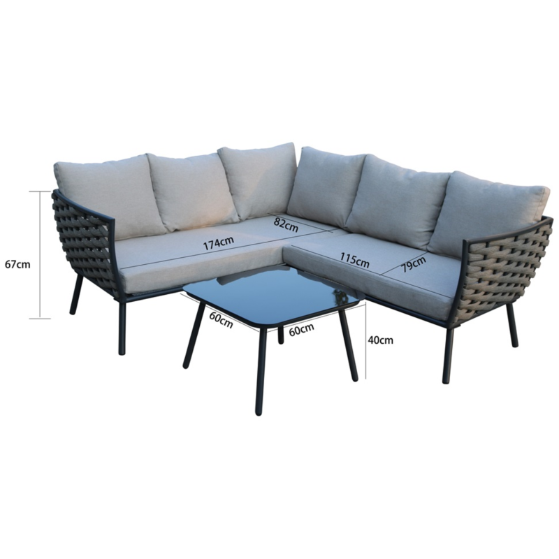 YOHO  3pc Hot seller Modern Design Outdoor Patio Furniture Table Garden Set PE Rattan Wicker Sofa Sets L shape  Garden Sofa Set