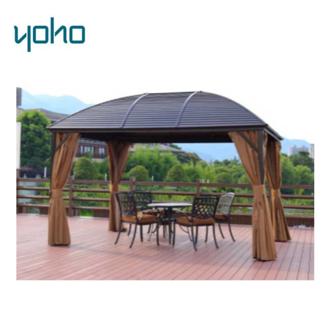 Outdoor Garden Party Gazebo with Galvanized Sheet Hard Roof and Curtains Gazebos Metal Gazebo Canopy Outdoor Decoration Support