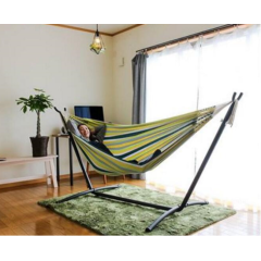 Best selling outdoor metal steel large folding portable double standing hammock chair stand with carry bag 450 pounds capacity