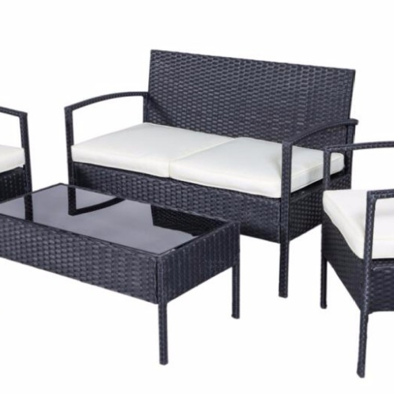 Outdoor Garden Wicker Furniture Chairs And Rattan Sofas 4pc KD Wicker Sofa Set