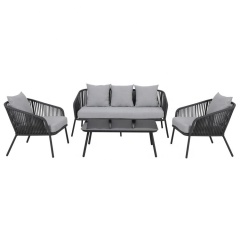 High Quality All weather Outdoor Garden Patio PE wicker Rope Coversation Sofa Set Garden Furniture sectional Sofa Set